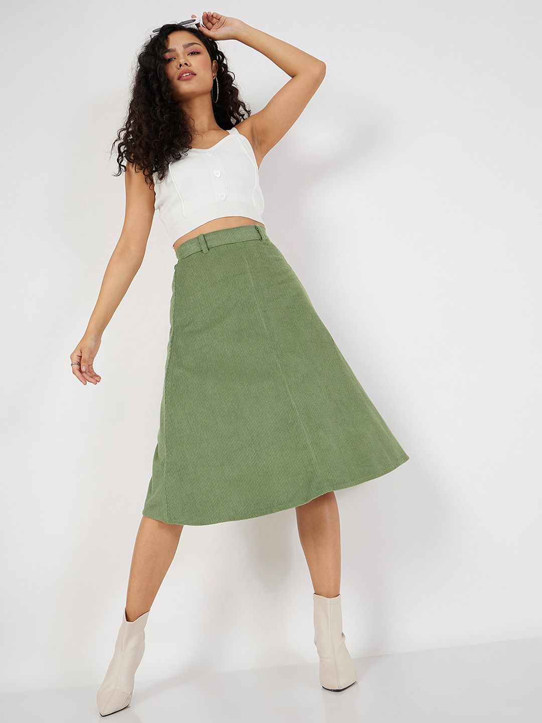 Sassafras Corduroy Cotton Pure A-Line Midi Skirt