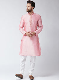 SOJANYA Men Pink Solid Straight Kurta