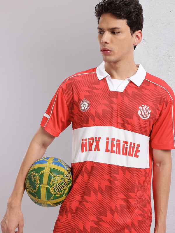 HRX oleh Hrithik Roshan Men Typography dicetak T-Shirt kolar Polo