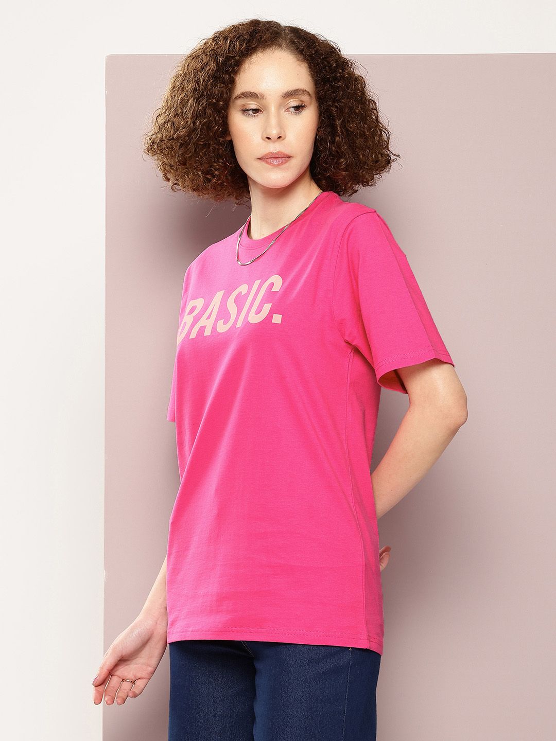 DILLINGER Women Typography Printed Cotton Oversized T-shirt