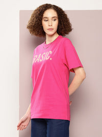 DILLINGER Women Typography Printed Cotton Oversized T-shirt