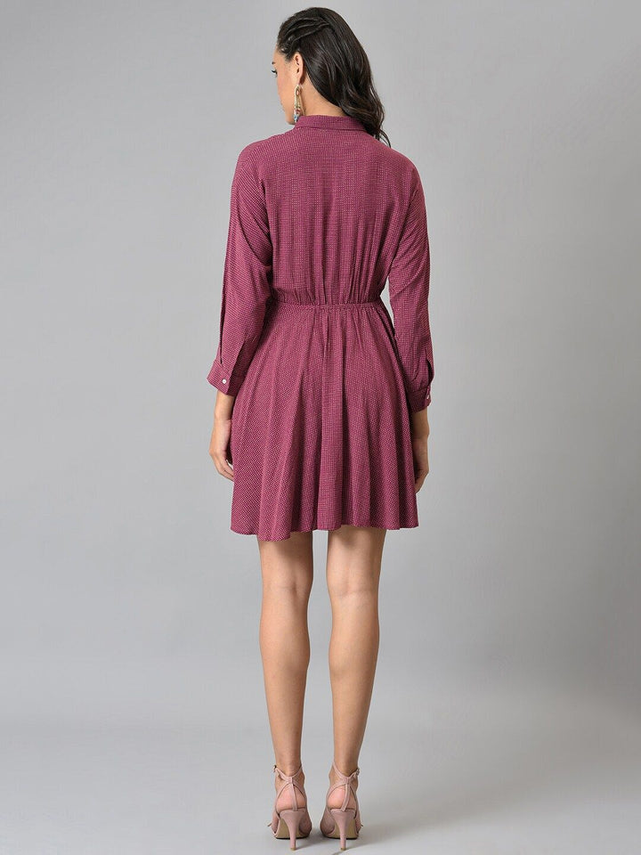 W Pink Printed Chiffon Dress