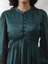 W Self Design Striped Fit & Flare Dress