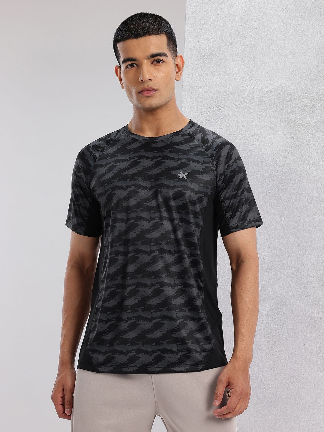 HRX by Hrithik Roshan Abstract Print Rapid-Dry Training T-shirt