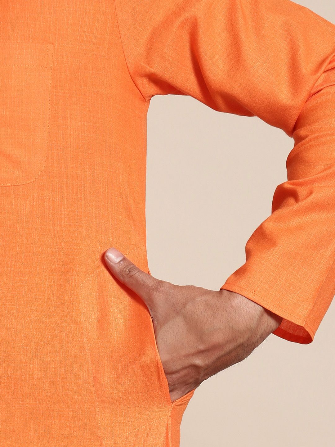 SOJANYA Men Orange Kurta with Churidar