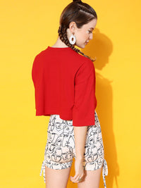 STREET 9 Women Deep Red Graphic Tshirt