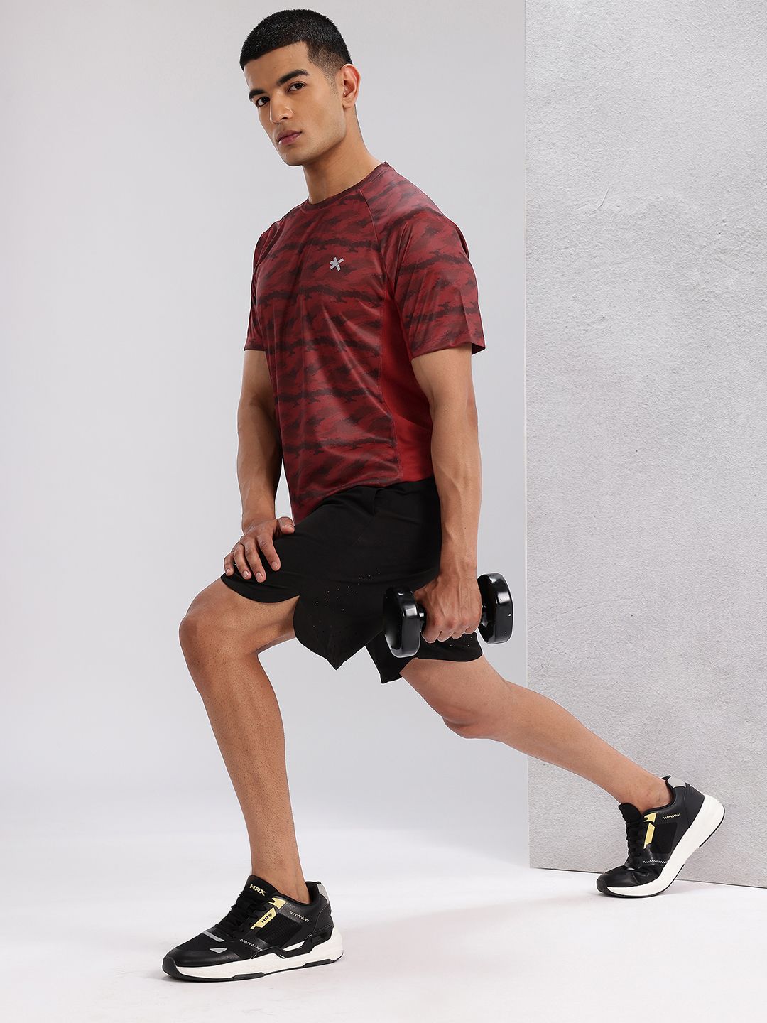 HRX by Hrithik Roshan Abstract Print Rapid-Dry Training T-shirt