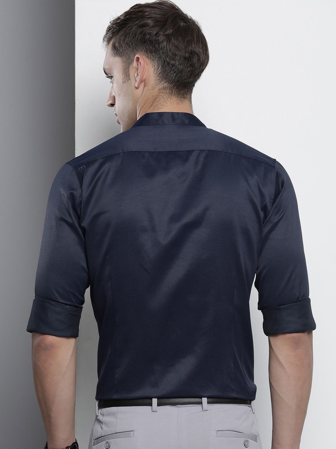 The Indian Garage Co. X Luxe Men Slim Fit Mandarin Collar Formal Shirt