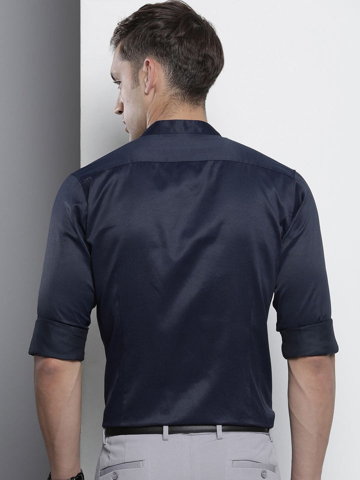 The Indian Garage Co. X Luxe Men Slim Fit Mandarin Collar Formal Shirt