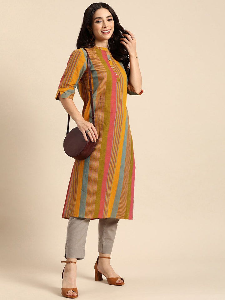 Anouk Women Striped Cotton Kurta