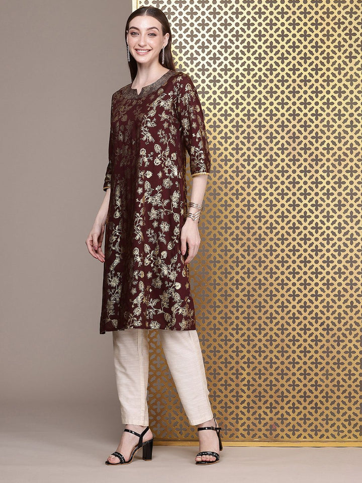 House of Pataudi Floral Printed Thread Work Detail Jashn Kurta