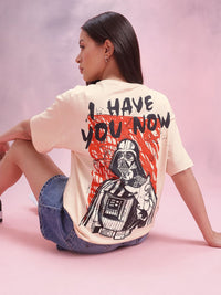 DressBerry Darth Vader Print Drop-Shoulder Sleeves Pure Cotton Relaxed T-shirt