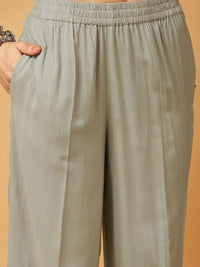 Shae by SASSAFRAS Taupe Embroidered Tunic With Palazzos