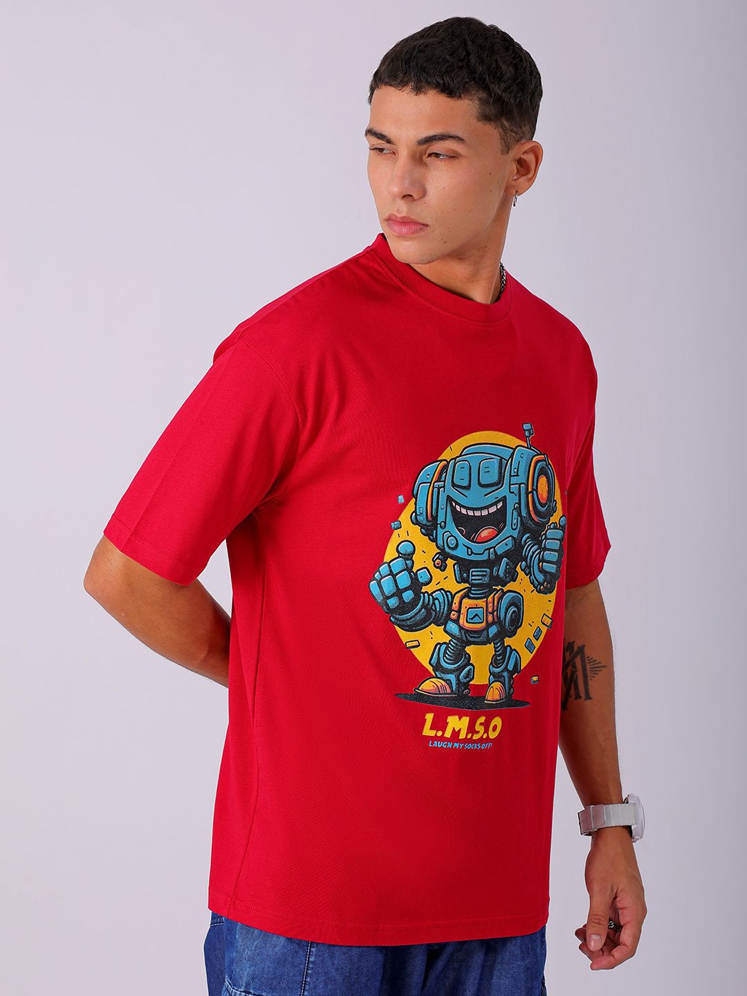 The Indian Garage Co Men Typography Printed Boxy Oversized T-shirt