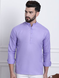 SOJANYA Men Lavender Solid Straight Kurta
