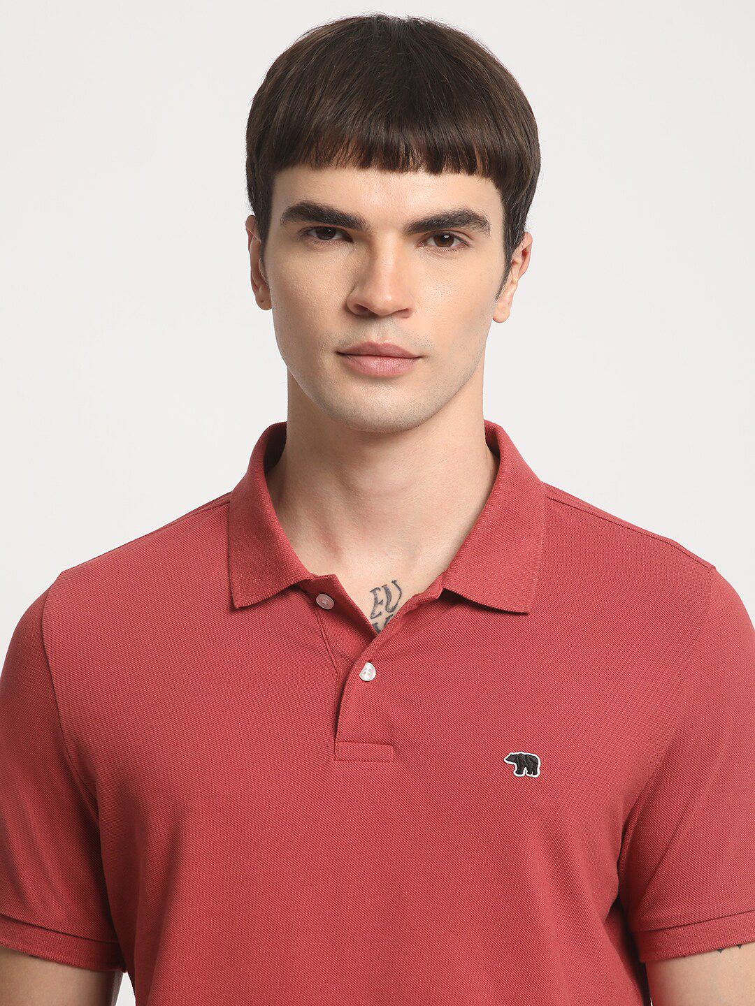 THE BEAR HOUSE Polo Collar Slim Fit Cotton T-shirt