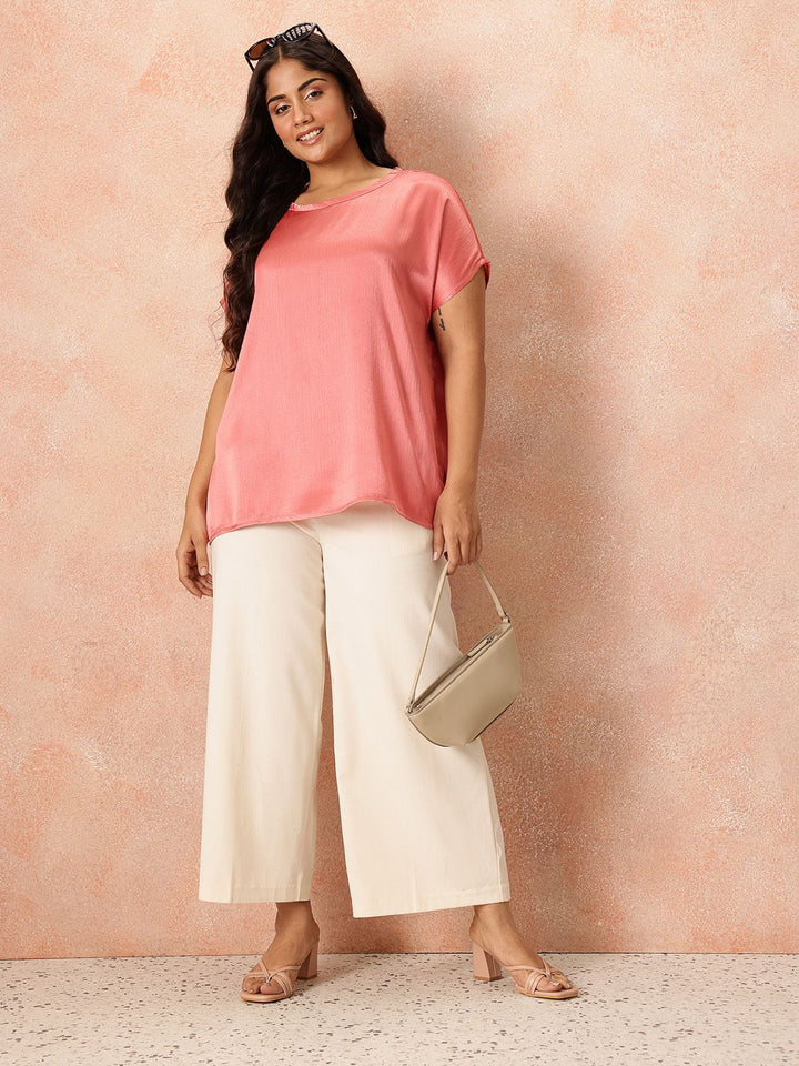 all about you Plus Size Extended Sleeves Sheen Satin-Finish Top