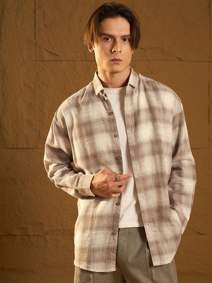 Dennison Men Drop Shoulder Oversized Checked Shirt