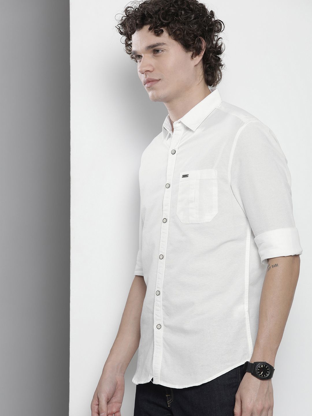 The Indian Garage Co Men Solid Pure Cotton Casual Shirt