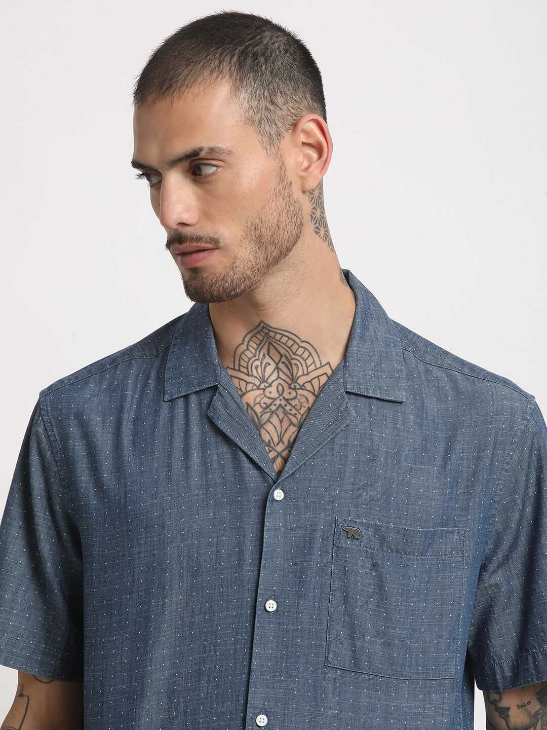 THE BEAR HOUSE Regular Fit Micro Ditsy Printed Pure Cotton Casual Shirt