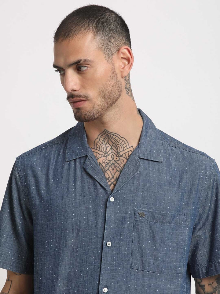 THE BEAR HOUSE Regular Fit Micro Ditsy Printed Pure Cotton Casual Shirt