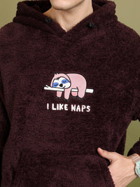 HIGHLANDER Graphic Printed Over Sized Drop Shoulder Hooded Neck Pullover Sweatshirt