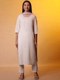 AURELIA Women Striped Regular Pure Cotton Kurta With Trousers & Dupatta