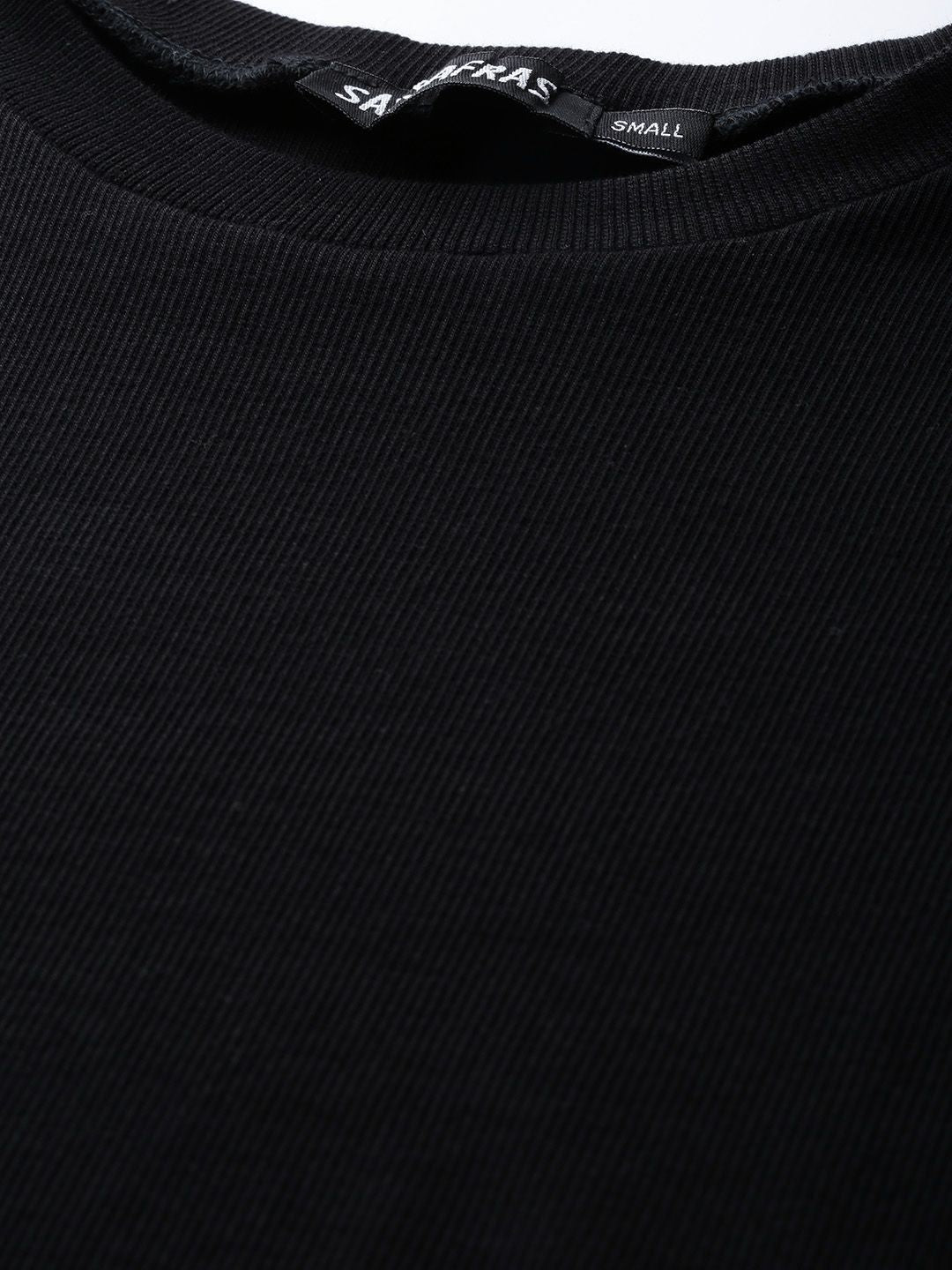 SASSAFRAS Black Crop Ribbed Top