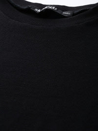 SASSAFRAS Black Crop Ribbed Top