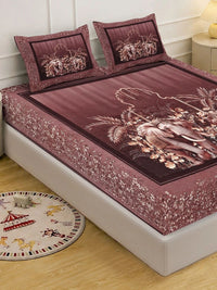KLOTTHE Rust 400 TC King Bedsheet with 2 Pillow Covers