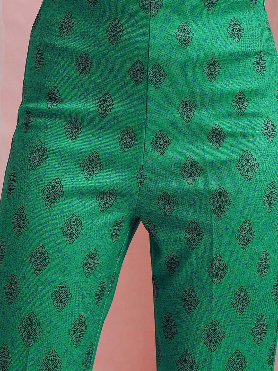 Vishudh Women Mandrain Collar Shirt With Bell Bottom Shaped Pants