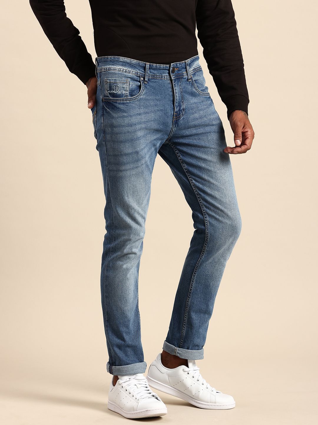 Being Human Men Straight Fit Heavy Fade Stretchable Jeans