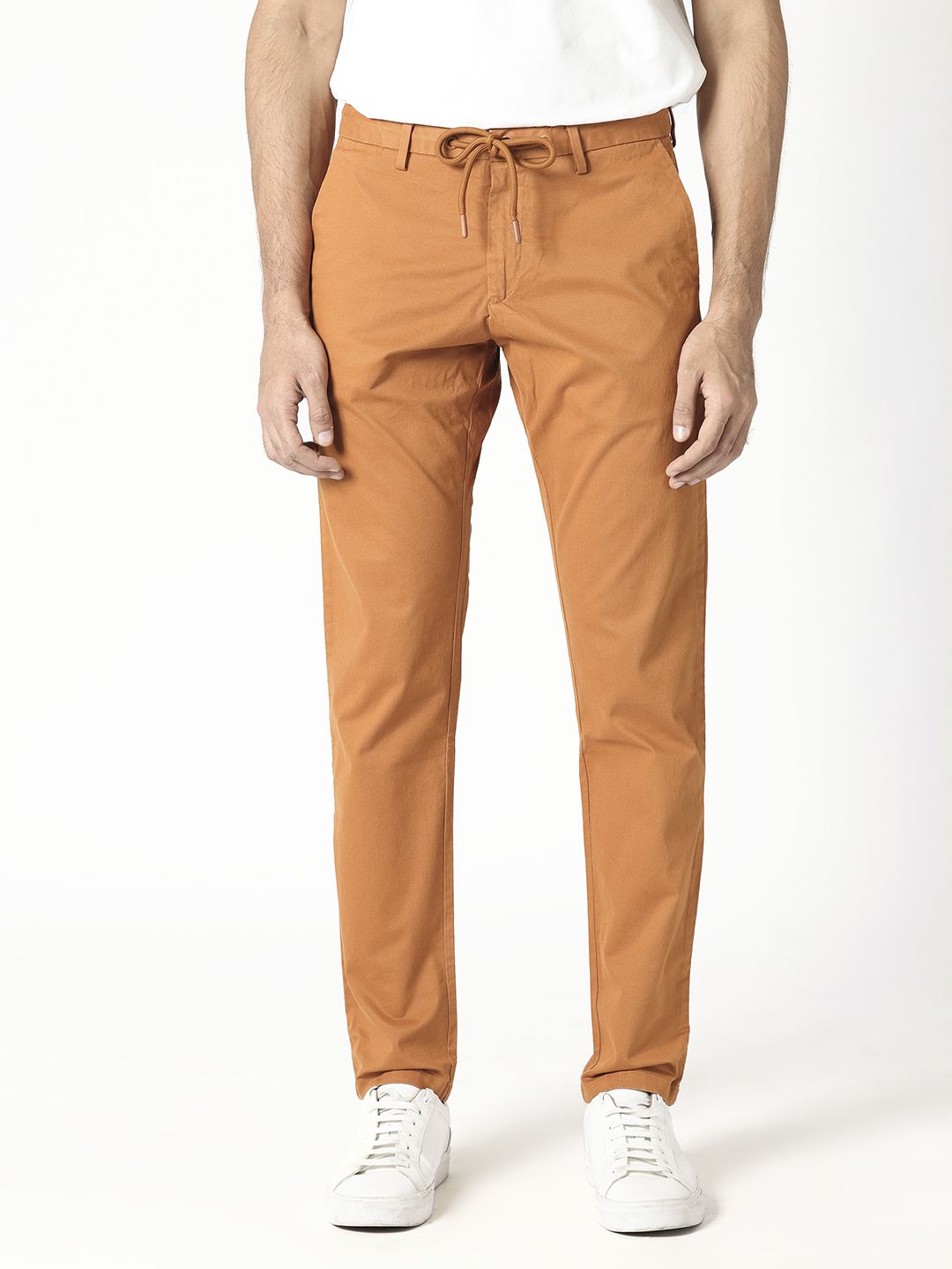 RARE RABBIT Men Rust Orange Slim Fit Trousers