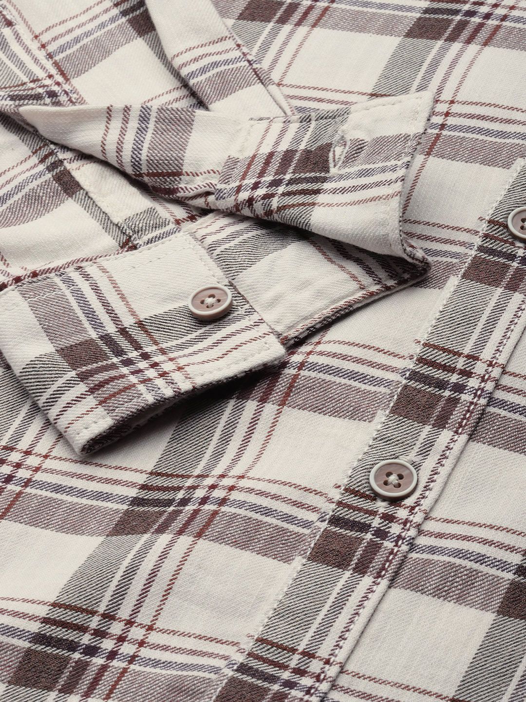 The Indian Garage Co Men Beige Checked Casual Shirt