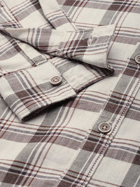The Indian Garage Co Men Beige Checked Casual Shirt