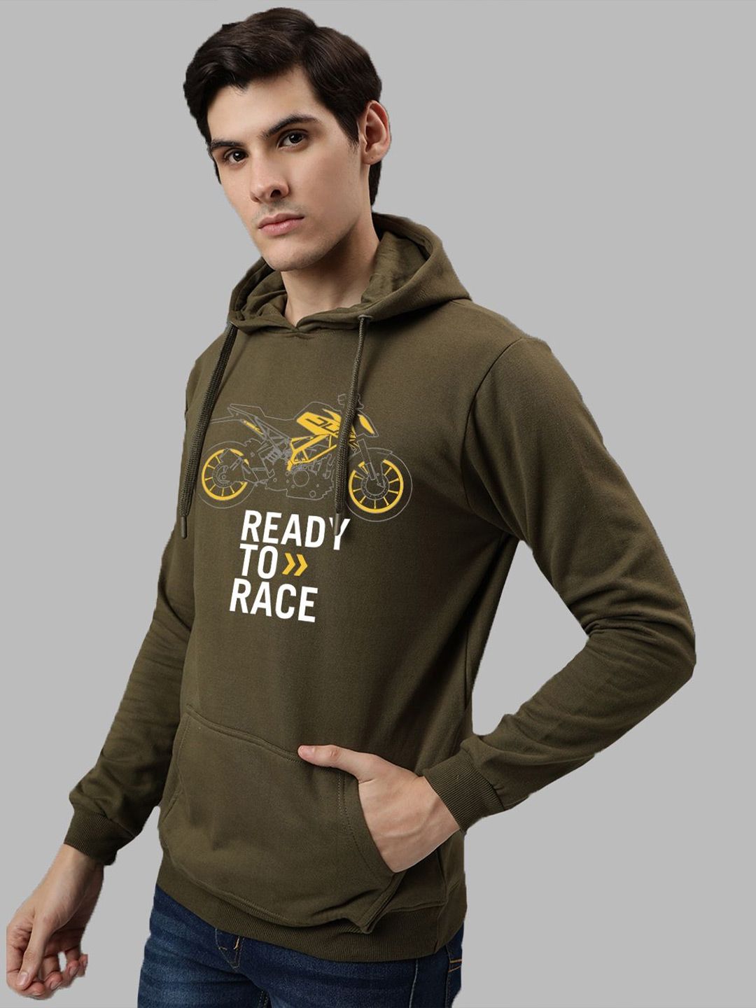 ADRO Men Printed Hooded Pullover Sweatshirt