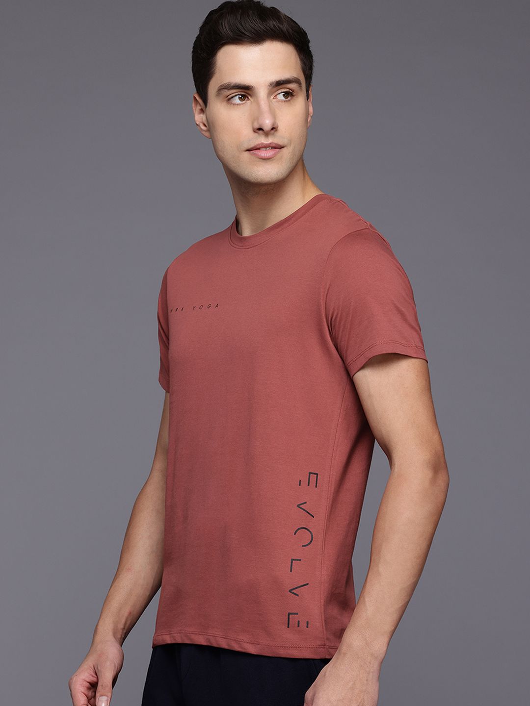 HRX by Hrithik Roshan Placement Typography Printed Pure Cotton Yoga T-shirt