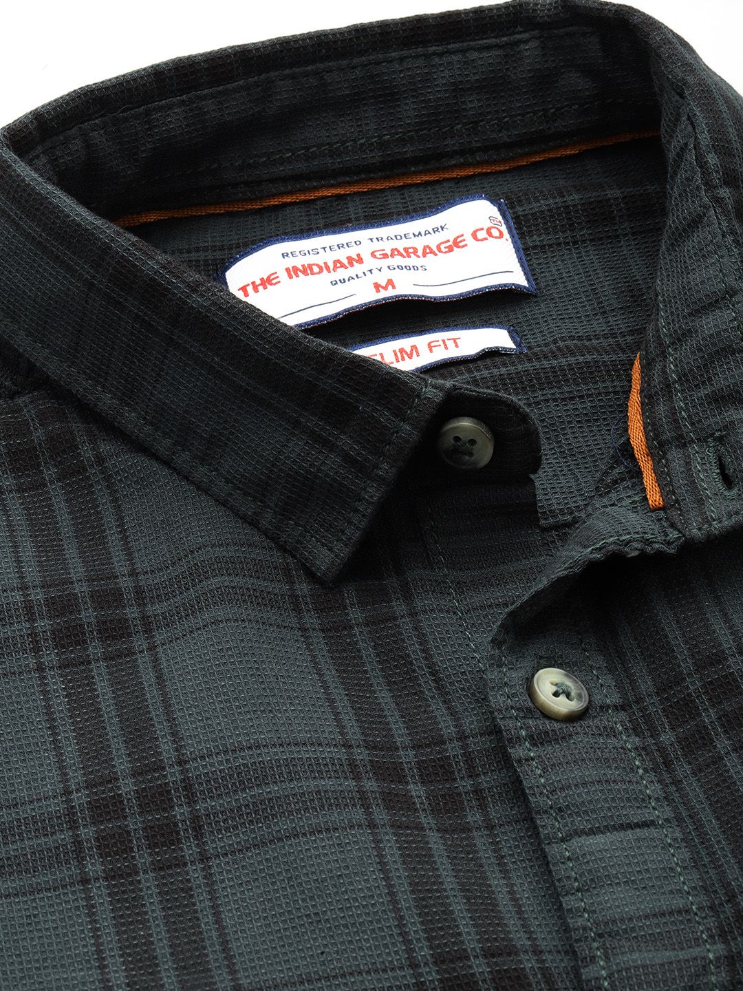 The Indian Garage Co Slim Fit Checked Pure Cotton Casual Shirt