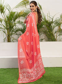 KALINI Floral Pure Chiffon Bagru Saree