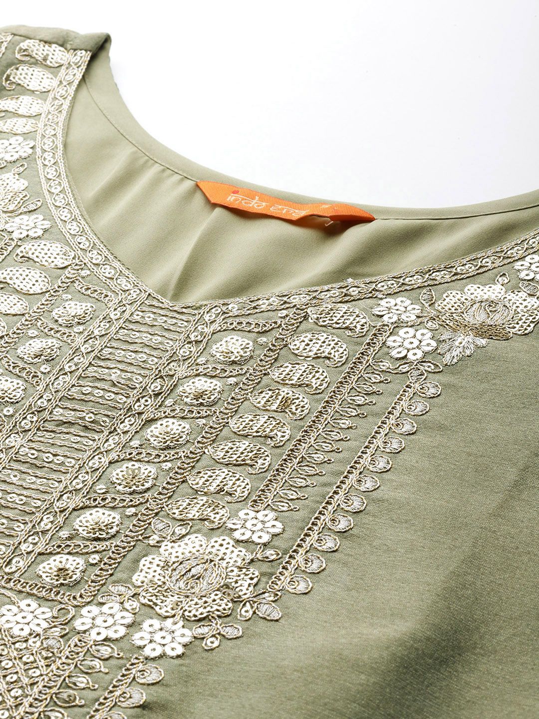 Indo Era Ethnic Motifs Embroidered Sequinned Liva Kurta With Trousers & Dupatta