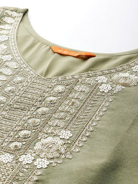 Indo Era Ethnic Motifs Embroidered Sequinned Liva Kurta With Trousers & Dupatta