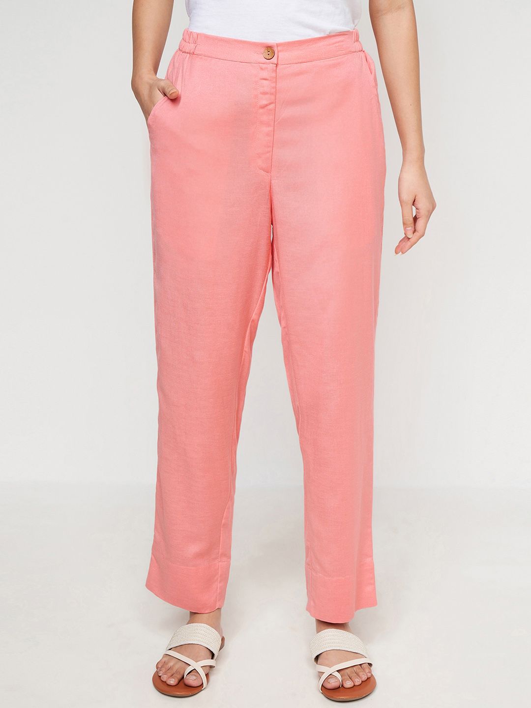 Global Desi Women Straight Fit Parallel Trousers