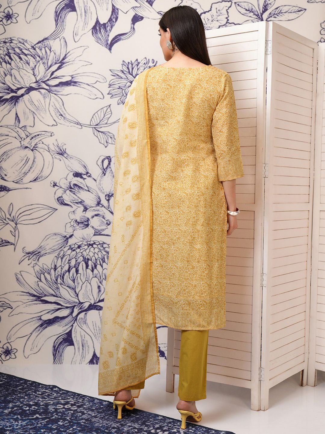Vishudh Printed Regular Pure Cotton Kurta with Trousers & With Dupatta