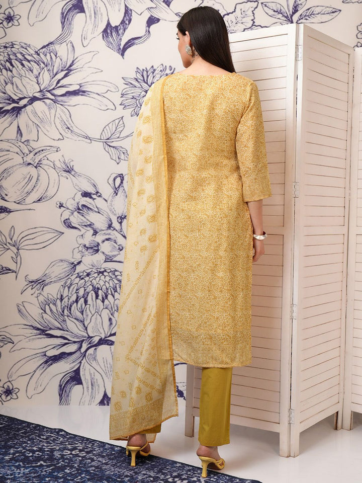 Vishudh Printed Regular Pure Cotton Kurta with Trousers & With Dupatta