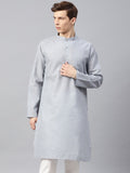SOJANYA Men Grey Solid Straight Kurta