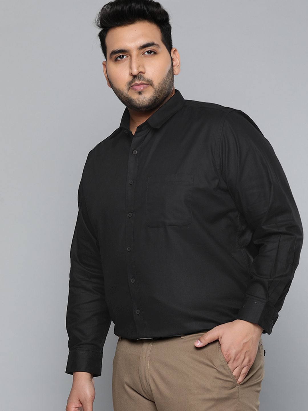 DENNISON Men Black Smart Slim Fit Pure Cotton Solid Formal Shirt