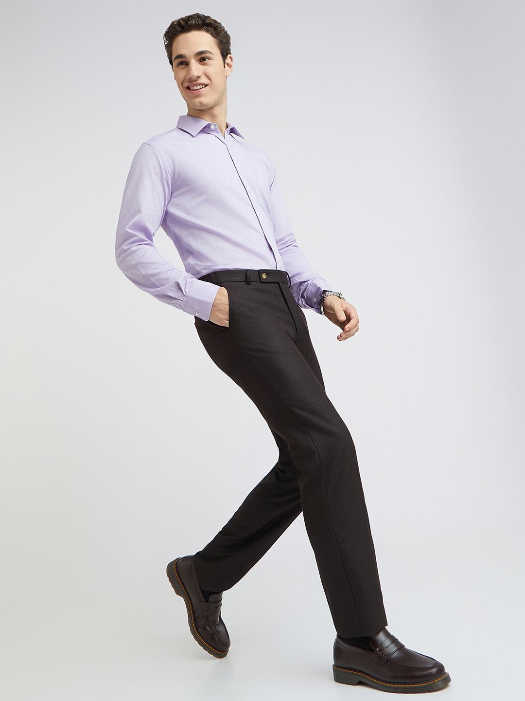 Park Avenue Men Striped Formal Trousers