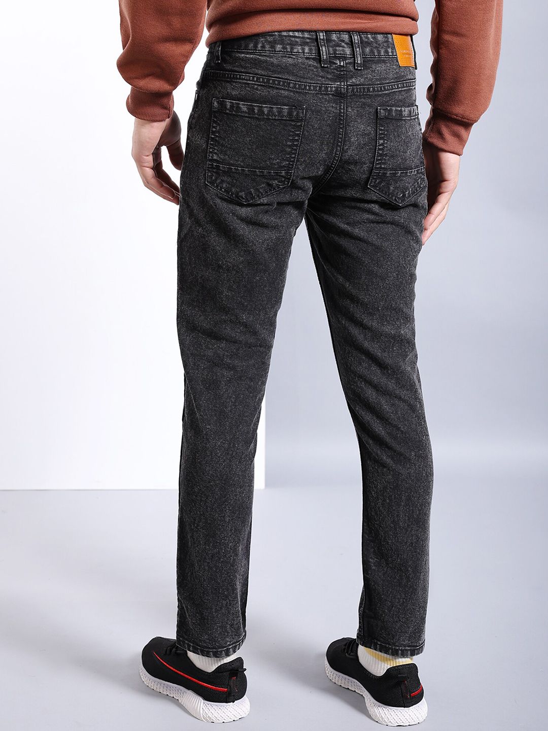 The Indian Garage Co Black Slim Fit Mid-Rise Light Fade Stretchable Jeans