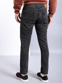 The Indian Garage Co Black Slim Fit Mid-Rise Light Fade Stretchable Jeans