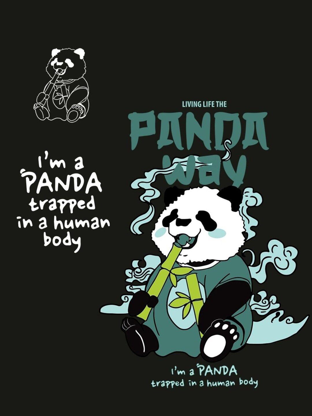 Bewakoof Black Panda Printed Pure Cotton Oversize Fit T-shirt